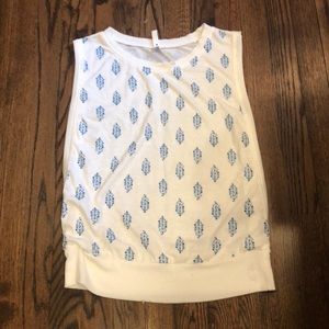Free People White and Blue Tank Top